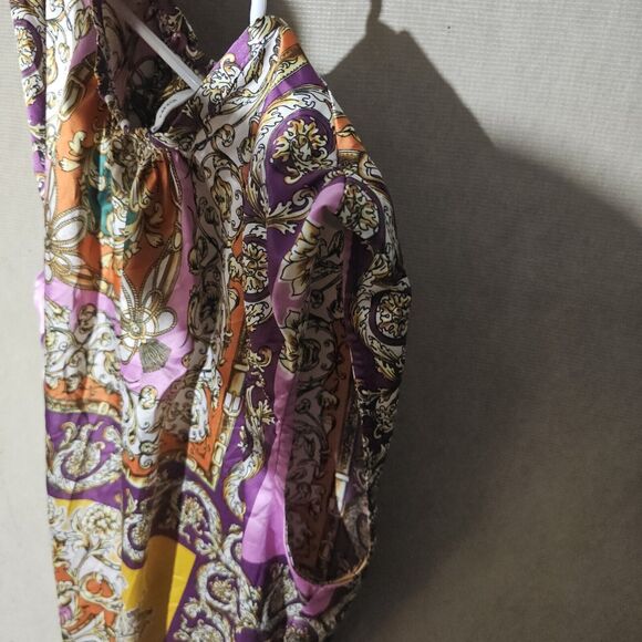 MNG Mango Baroque Print Blouse Women Sz 8 Sleeveless Colorful  Dressy Versatile - Picture 4 of 10